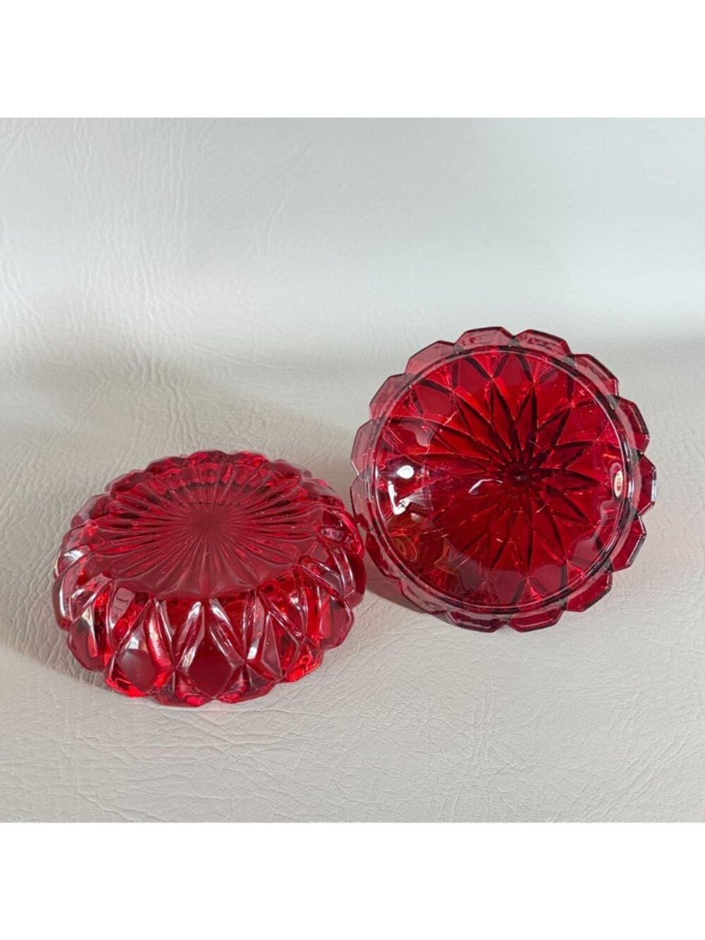 Vintage Shannon Crystal Ruby Red Hershey Kiss Lidded Candy Dish Godinger 5.5" - Picture 6 of 14